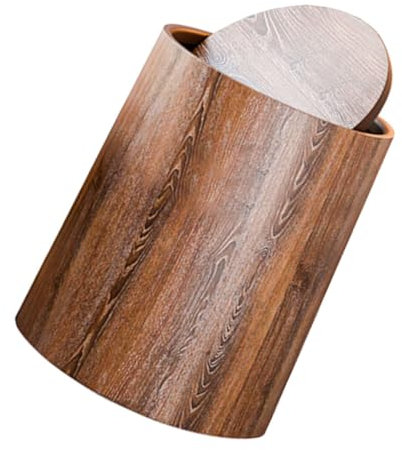 Didiseaon Cubo De Basura Grande 15l Tapa Abatible, Plástico Pp Resistente, Diseño Imitación Madera, Para Cocina, Baño y Oficina, Complementos Domésticos Prácticos y Decorativos
