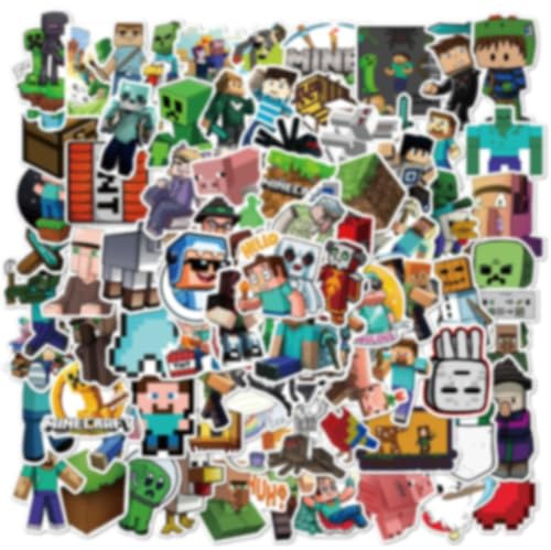 HTTDSLF 100 Stück Sticker Set, Mine craft Aufkleber, Wasserfeste Kinder Sticker, Kindergeburtstag Geschenk Party Dekorationen, Belohnungen, Aufkleber kinder für Schränke, Laptops, Fahrräder