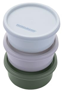 Fackelmann Set 3 Contenitori Rotondi per snack, Salvagoccia, Scatole Ermetiche per Salse, Condimenti, Spezie, Piccoli Barattoli da Viaggio, Ufficio - plastica, Lavabili in Lavastoviglie, Impilabili