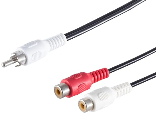 1aTTack.de 1x 0,2 m - Cavo cinch Y, cavo adattatore audio cinch maschio a 2 cinch femmina, connettori stampati, contatti nichelati per TV stereo HiFi