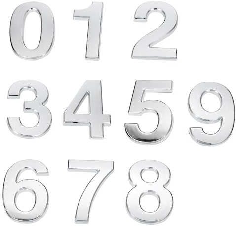 SHINEOFI 10 pezzi Numeri Autoadesivi in Placcato Argento Targhette Numero Civico per Porta Cassetta Postale Appartamento e Hotel Adesivi Resistenti per Superfici Lisce e Pulite