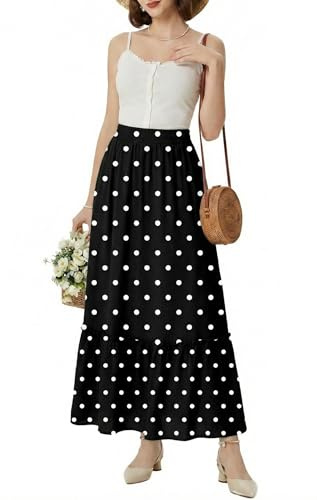 GRECERELLE Dam sommar maxikjolar lång hög midja damer vardaglig elastisk A-linje boho-kjol med fickor för kvinnor Storbritannien, strand, dejting