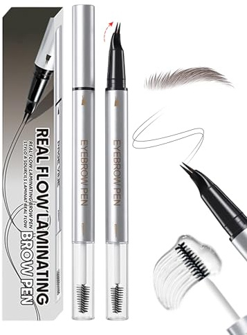 Erinde Lapiz Cejas Curvo 30°, Lápiz de Cejas Waterproof de Doble Punta, con Fijador de Cejas Transparente, Trazo Preciso, Efecto Microblading Natural, Cejas de Larga Duración #01