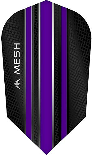 Mission Darts Mesh Dart Flights | 100 Micron UV Finish | Slim Shape, Purple, 5 Sets of 3 Flights (5xF2003)