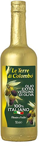 Le Terre di Colombo – Bouteille d'Huile d'Olive Extra-Vierge 100 % Italienne - Emballage doré - 0.75 L
