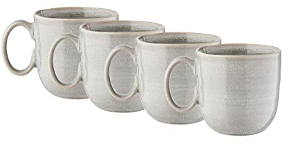 BUTLERS Tasse 450ml 4er Set MANOR Steinzeug Geschirr Kaffeetasse & Teetasse | Tasse für Cappuccino Latte Macchiato Kakao | Modern & harmonisch | Mikrowellen- & spülmaschinenfest