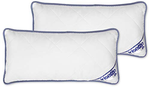 Irisette Body Contour Kopfkissen 2er-Set 40x80 cm mit abnehmbarem Bezug aus Softer Microfaser, waschbar bis 60°C, weiß/blau, Öko-Tex Zertifiziert, produziert nach deutschem Qualitätsstandard
