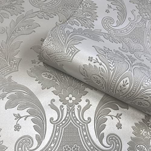 Belgravia Decor Amara Damask Silver Tapet GB7370 - Texturerad italiensk vinyl