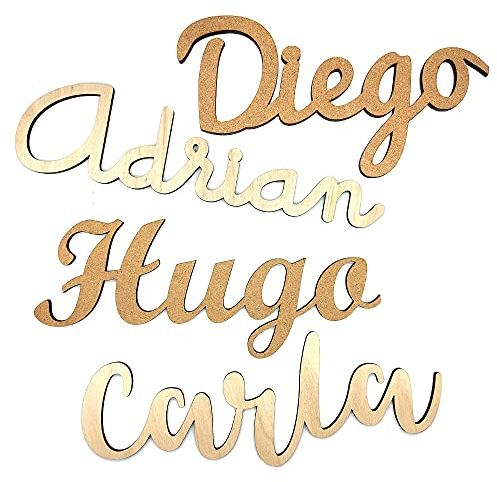 EVYRE | Nombre Madera Personalizado | Para Decoración Habitación Infantil, Bautizo O Baby Shower | Letras Decorativas Para Eventos, 25/35/45 cm | Letras De Madera Para Pared O Puerta, 4 Tipografías