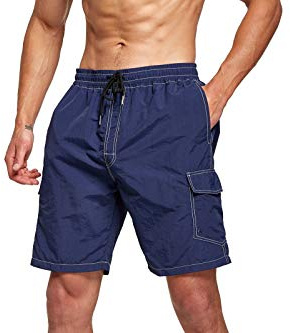 Tansozer Bañador Hombre Corto Bañadores Hombre Surferos Secado Rápido Pantalones Cortos Hombre Verano Shorts de Baño con Forro de Malla Azul Oscuro XL