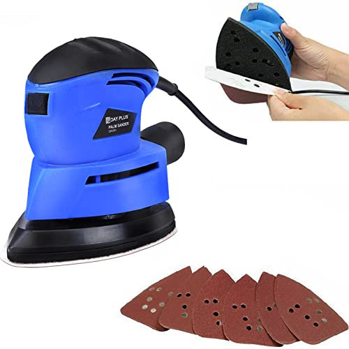 130W Palm Detail Sander, Mouse Sander 12000RPM Variable Speed Random Orbital Sander with 6Pcs Sandpapers and Dust Collection System, Multi-Sander Electric Sander for Sanding and Polishing