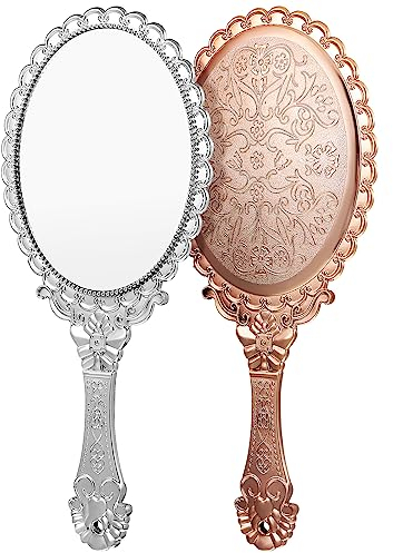 Beaupretty Vintage Handspiegel 2 Stück Vintage Geprägter Spiegel Handspiegel mit Griff Dekorativer Schminkspiegel für Frauen Mädchen