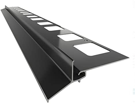 Renoplast® Profilé D'égout en Aluminium K102 200cm Graphite | Finition de Terrasse et de Balcon| Sols Carrelés sur Mortier-colle | Systèmes D'évacuation D'eau Profilé D'angle| Protection Anticorrosion