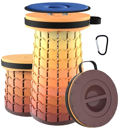 ALEVMOOM Upgraded XXL 19.7 Collapsible Stool with Cushion, Heavy Duty Portable Folding Stool Max Load 1000 lbs, Retractable Telescoping Foldable Seat Chair for Camping Fishing Travel