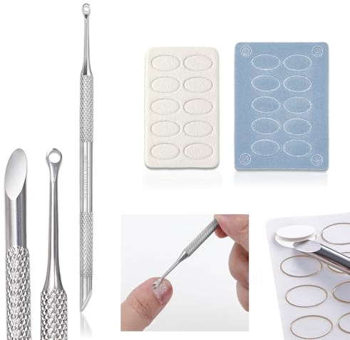 HaimiLiya Pre-treatment Cuticle Pusher, Russian Prep Nail Pushers, Dual Ended Cuticle Remover with 100/180 Grit Sandpaper Sheets, Nail Care for Manicure Pedicure Nail Art