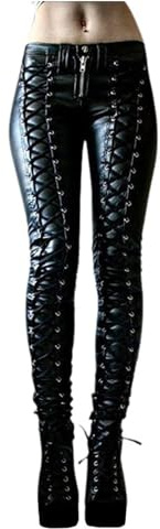 Agiyenna Leggings in Ecopelle da Donna Pantaloni Attillati Punk gotici Pantaloni in Pelle Sexy Collant a Vita Alta