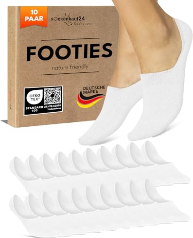 sockenkauf24 10 Paar Füßlinge Damen Herren Unsichtbare Sneaker Socken Atmungsaktiv Baumwolle 70103T (Weiß 43-46)