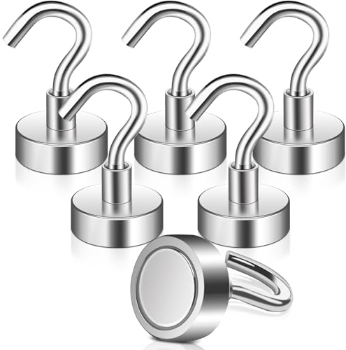 Ganci magnetici extra forti, 15 kg, 20 mm, magneti al neodimio con gancio, senza punzonatura, magnetici, per barbecue, campeggio, armadietti, ufficio, nero