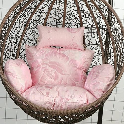Vcyex Outdoor Seat Cushion-Round Rattan Cushion hanging basket ice silk chair cushion for summer Suitable for hanging egg hammock swing chair cushion soft chair,M,Pink