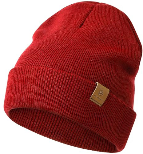 YANIKY Mütze Damen, Herren Mütze Winter, Weich Bequem Warme Strickmütze Unisex, Winddichte Wintermütze, Klassische Beanie Mütze Ideale für Herbst Winter und Frühling (Rot)
