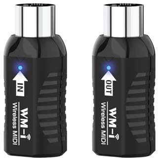 Kavolet Kabelloser MIDI-Adapter, wiederaufladbarer Audio-Sender/Empfänger, 2,4 GHz, extrem niedrige Latenz, integrierter, geräuschloser tragbarer MIDI-Anschluss für Blasinstrumente Gitarre Tastatur