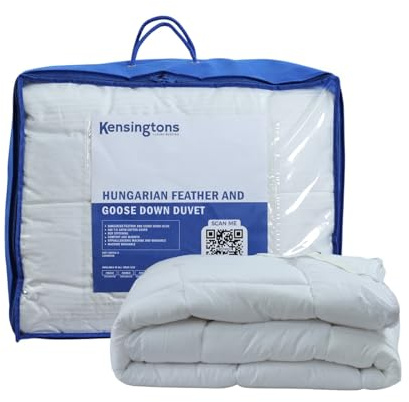 Hungarian Goose Feather & Down Double Duvet – 15 Tog (4.5 + 10.5) All Season Quilt, Natural 50/50 Goose Down & Feather Filling with 500 Thread Count Cotton Cover, Hypoallergenic & OEKO-TEX Certified