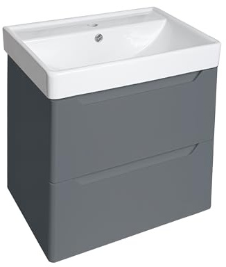 VR PVC Waterproof Bathroom Vanity Unit Ceramic Basin Sink Cabinet Wall Hung 500mm Varied Colours (Dark Grey)