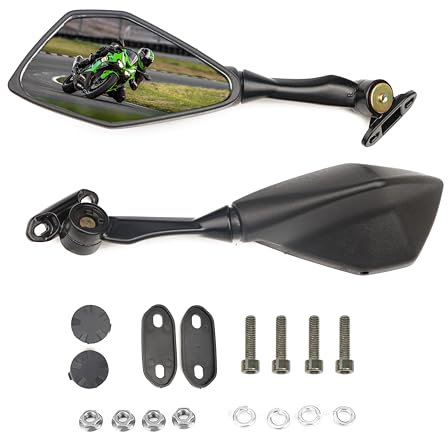 Letgoing Motorcycle Mirrors 360° Rotatable Motorbike Rear View Side Mirrors Convex Mirrors For ZX6R ZX-6R ZX636 Ninja 300 EX300 ABS 400 2018-2019 600 CBR 600RR 2003-2011CBR900