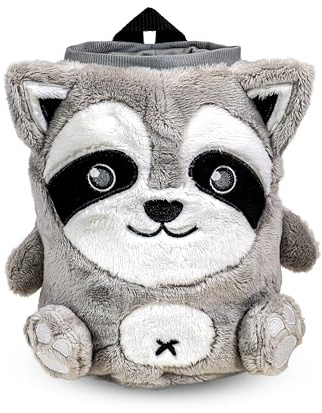 Chalk Bag for Rock Climbing - Cute Racoon Chalk Bag for Bouldering, Gym, Indoor & Outdoor Climbing with Adjustable Belt, Brush Holder & Carabiner