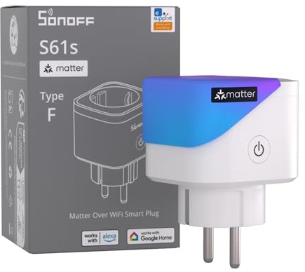 SONOFF S61s Presa Intelligente 16A/3840W – Smart WiFi con Controllo da Remoto e Vocale, Presa Smart Timer, Monitoraggio Energetico – Compatibile con Alexa, Google, Homekit, SmartThings & Matter