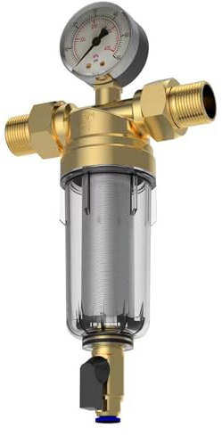 Aggiorna il pre-filtro dell'acqua dei sedimenti in ottone con funzione di controlavaggio Sedimenti riutilizzabili per sistemi idraulici domestici Forte pre con indicatori