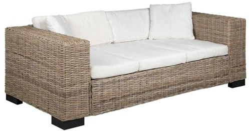Tidyard Divano a 3 posti, 8 pezzi, rattan naturale, per giardino