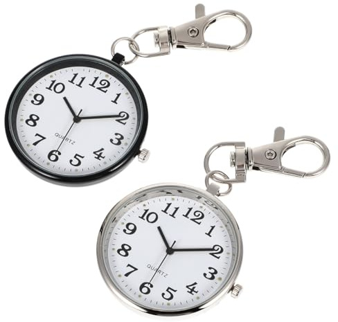 Angoily Orologio da Tasca Quadrante Grande con Moschettone, Orologio da Infermiera Raffinato e Funzionale, Set 2 Pezzi per Utilizzo Quotidiano