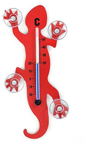 HAB & GUT - TG001 - ROSSO - Termometro da Finestra in metallo GECO, 14 cm con 4 ventose potenti per interni o esterni