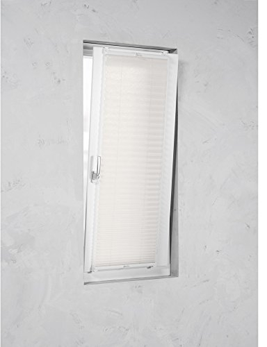 Easy-Shadow Klemmfix Plissee Faltstore in der Farbe weiß/Breite 66 cm x Höhe 150 cm / 66x150 cm/ 66 x 150 cm inkl. 4 Stück Klemmträger/Klemmhalter Montage ohne Bohren/Maßanfertigung