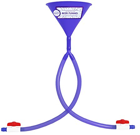 Beer Bong Double Header - Best Double Beer Funnel with Valves for College Parties - 2 Foot Blue Beer Bong - by Univercity