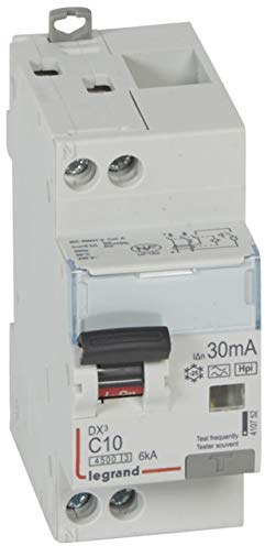 410752 Legrand Disjoncteur différentiel 10A type F 30mA - courbe C - DX³4500 1P+N