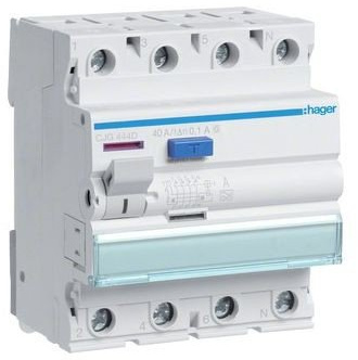 Hager Fehlerstrom-Schutzschalter 4-polig 40 A 100 mA Type A G CJG444D