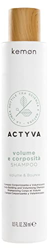 Kemon - Actyva Volume e Corposità Shampoo , Shampo per Capelli Fini ad Azione Volumizzante con Semi di Lino, Senza Siliconi - 250 ml