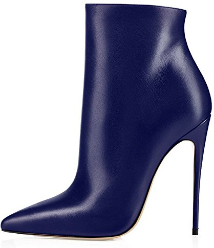 Elashe Bottes Classiques Femme | 12cm Bottine à Talon Haut | Zip Stiletto Talons Hauts Ankle Boots Chaussures Navy EU39