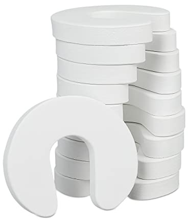 Relaxdays Schaumstoff-Türstopper 20er Set, für Schubladen, Baby & Kind, Fingerschutz, Quetschschutz, HWD 2x9x10,5cm, Weiß