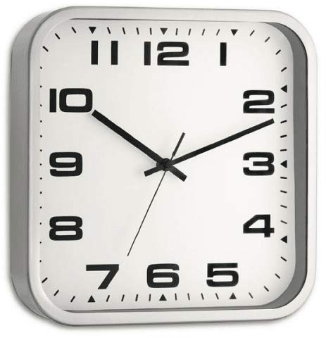 CABLEPELADO Reloj Decorativo de Pared Moderno, Reloj Cuadrado Pared, Movimiento de Cuarzo silencioso, Apto para Sala de Estar, Cocina, Oficina, Dormitorio, 27,5 cm cada lado, Blanco con marco plateado