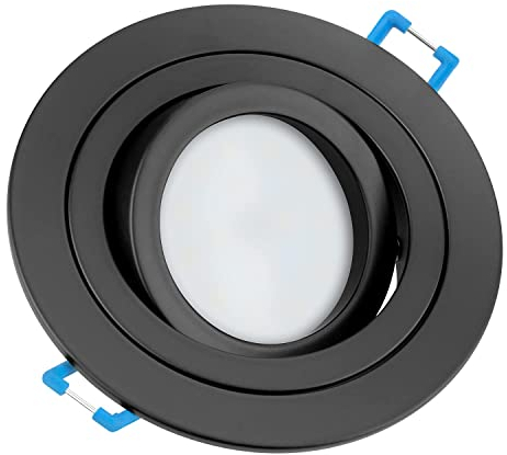 Tevea Premium LED Einbaustrahler Schwenkbar - Matt Schwarz - Warmweiß - LED Modul 230V 5W austauschbar - Einbauleuchte auch fürs Bad - in 2 Lichtfarben und 3 Spot Farben erhältlich