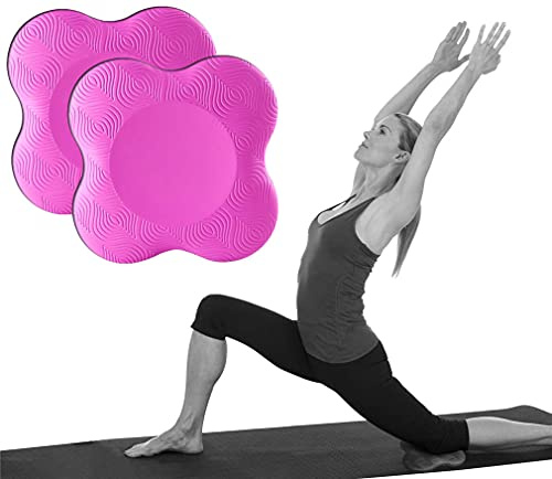 Yoga Knee Pad Cushion, 2 Pcs Comfortable Yoga Knee Support Pad Anti-slip Yoga Mat Kneeling Pads Pilates Exercise Sports Balance Cushions for Protecting Knees, Ankle, Elbow, Wrist & Hand (Rose)