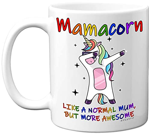 Stuff4 Mum Birthday Gifts - Mamacorn - Best Mum Mugs, Happy Birthday Gift, Mama Present Xmas Cup Cups, Christmas Tea Coffee Mothers Day Mugs, 11oz Ceramic Dishwasher Microwave Safe Mugs - Made in UK