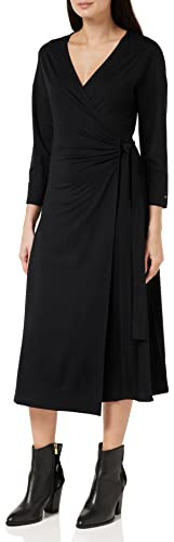 Tommy Hilfiger Robe Portefeuille Femme Élégance, Noir (Black), 34