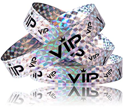 500 pezzi Braccialetti VIP, VIP Braccialetti di Carta per Feste Braccialetti di Carta Braccialetti Braccialetti VIP per Eventi Ingresso VIP Party Music Festival Concerti (Argento Olografico)
