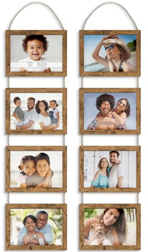 Icona Bay Collage de marcos de fotos para colgar en la pared de 13 x 18 cm con 8 aberturas (marrón rústico, paquete de 2), marcos de madera compuesta, solo montaje en pared, colección Bliss