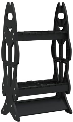 vidaXL Rutenständer, Rutenhalter für 16 Angelruten, Tragbar Angelrutenhalter mit dreieckigem Sockel, Ständer Angelrutenständer Angelständer, Schwarz