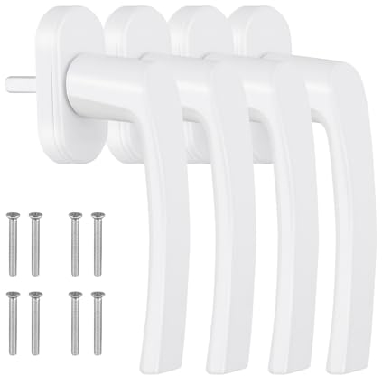 Lavck Fenstergriffe Weiß, 4 Stück Fenstergriff Aluminium Fensterschloss Balkontürgriff ohne Schließzylinder, in Stiftlänge 35mm, Türgriffe mit Schrauben für Fenster, Terrassentüren und Balkontüren